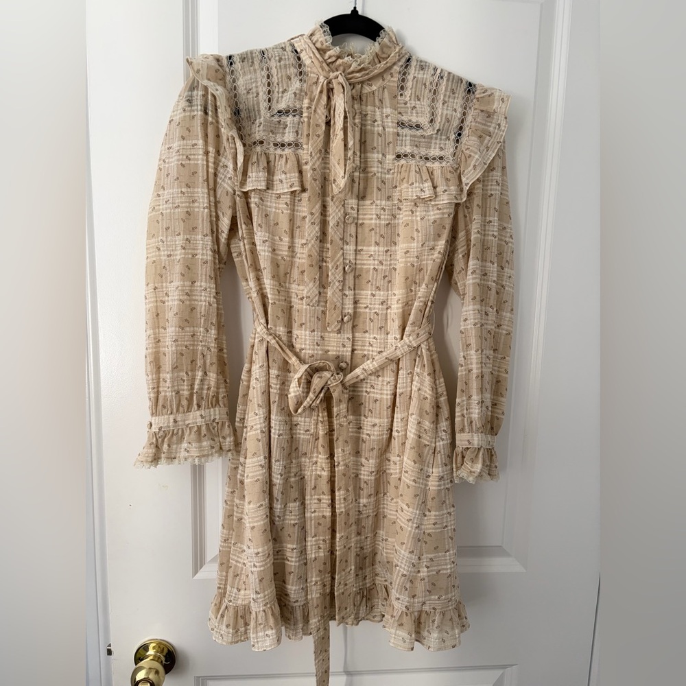 Coach Beige Long Sleeve Short Dress - Size 2